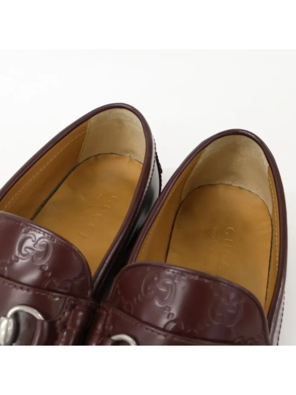 Gucci GG Pattern Leather Horsebit Loafers 7.5